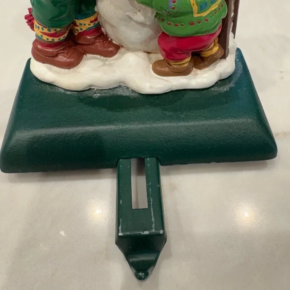 🛎️ Clearance Vtg Santa Claus With Snowman Stocking Holder Hanger Christmas - Picture 2 of 7